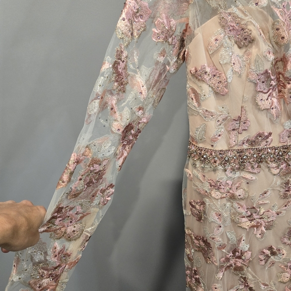 NWT Mac Duggal Long Sleeve Floral Embroidery Trumpet‎ Gown Size Style 79281 - Picture 10 of 14